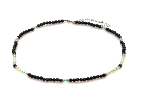 Necklace with Obsidian and Green Quartz - Magma Canario - Volcanic Jewelry Shop