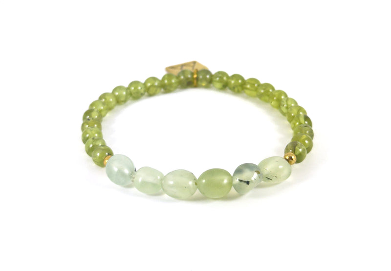 Bracelet with natural Peridot and Prehnite