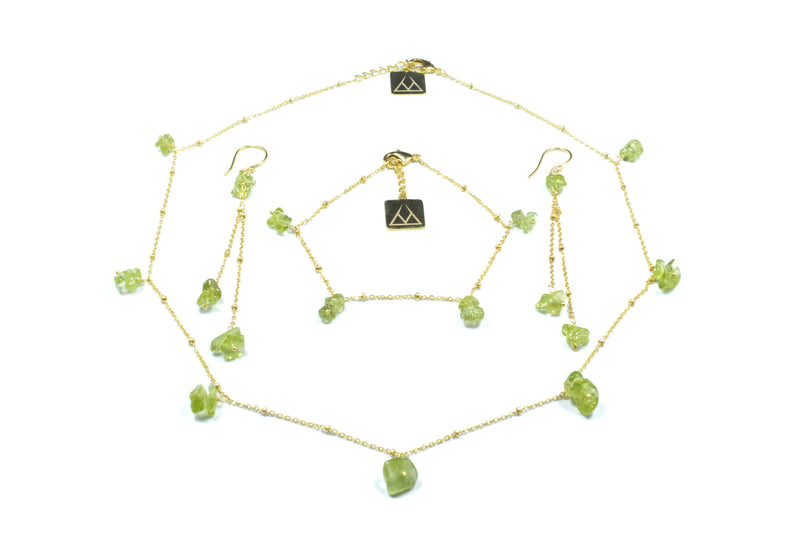 GOLDEN STAINLESS STEEL SET WITH PERIDOT