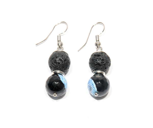Earrings Lava and volcanic Agate "Blue Fire" - Magma Canario - Volcanic Jewelry Shop
