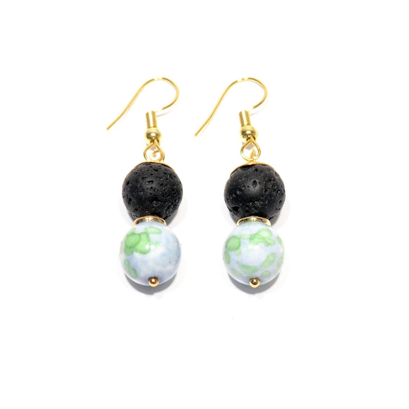 Earrings Lava and Jade - Magma Canario - Volcanic Jewelry Shop