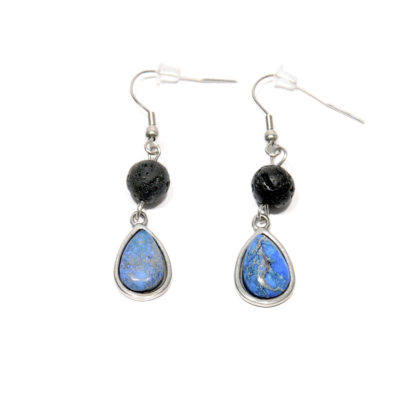 Earrings with Ocean Jasper and Lava - Magma Canario - Volcanic Jewelry Shop