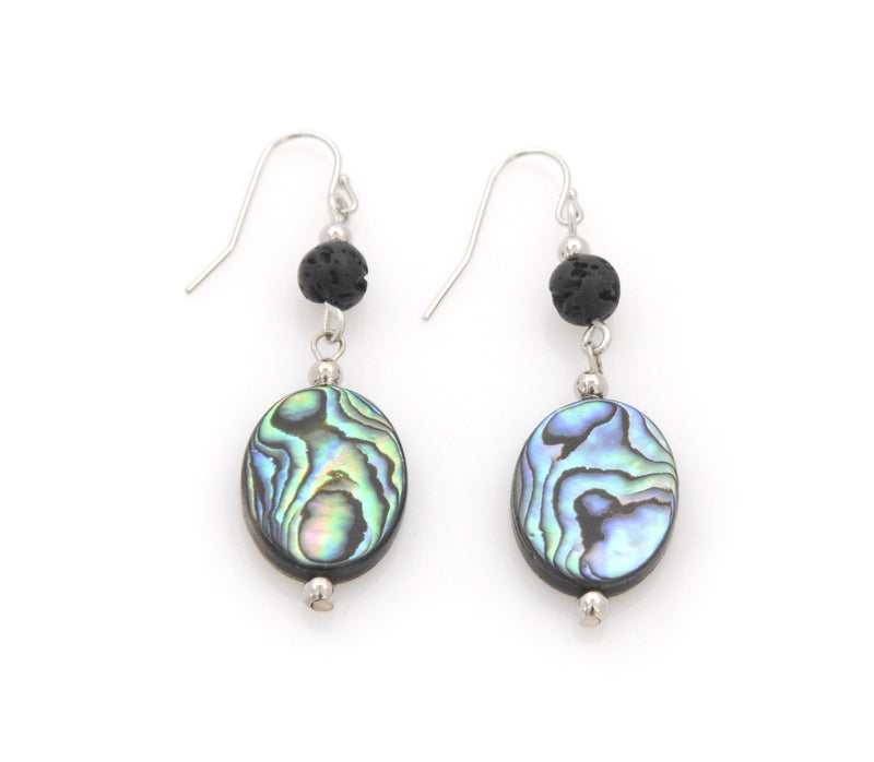 Earrings with Lava and Abalone - Magma Canario - Volcanic Jewelry Shop