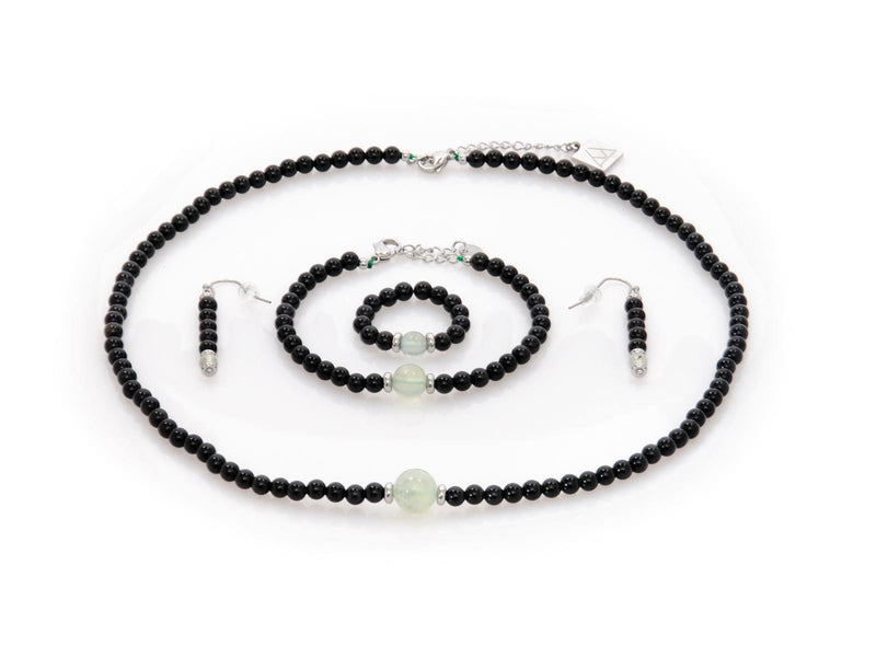 Set with Obsidian and Green Quartz - Magma Canario - Volcanic Jewelry Shop