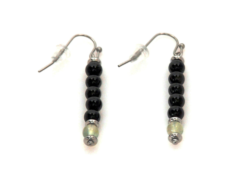 Earrings with Obsidian and Green Quartz - Magma Canario - Volcanic Jewelry Shop