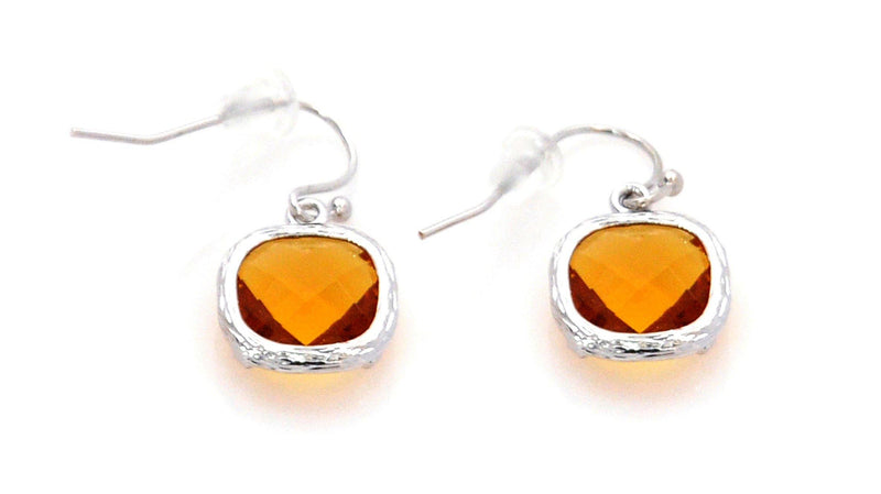 Earrings with Yellow Crystal and stainless steel - Magma Canario - Volcanic Jewelry Shop