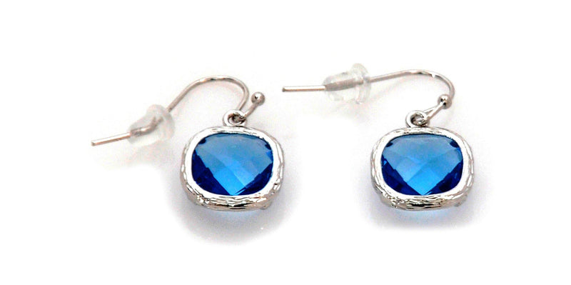 Earrings with Blue Crystal and stainless steel - Magma Canario - Volcanic Jewelry Shop