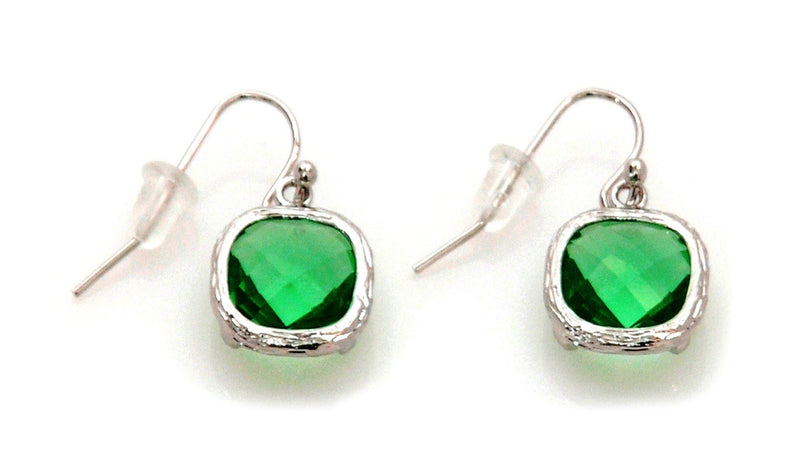 Earrings with Green Crystal and stainless steel - Magma Canario - Volcanic Jewelry Shop