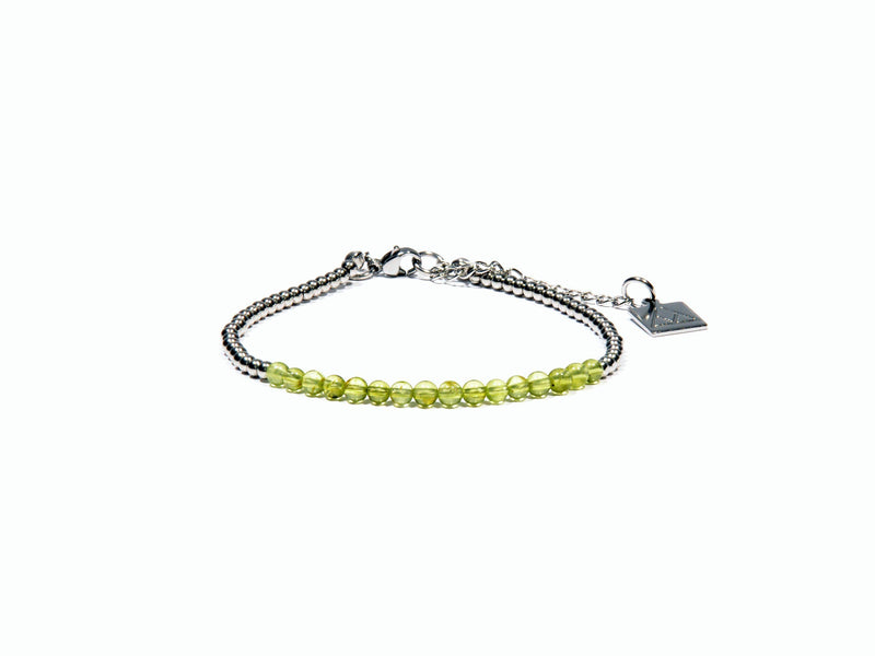 Anklet with Peridot and steel - Magma Canario - Volcanic Jewelry Shop