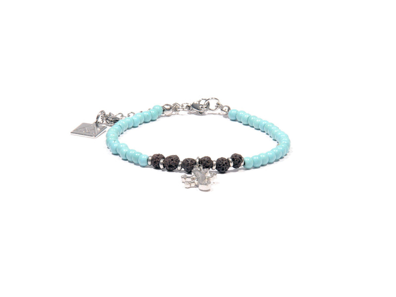 Anklet with Turquoise, Lava and lizard - Magma Canario - Volcanic Jewelry Shop