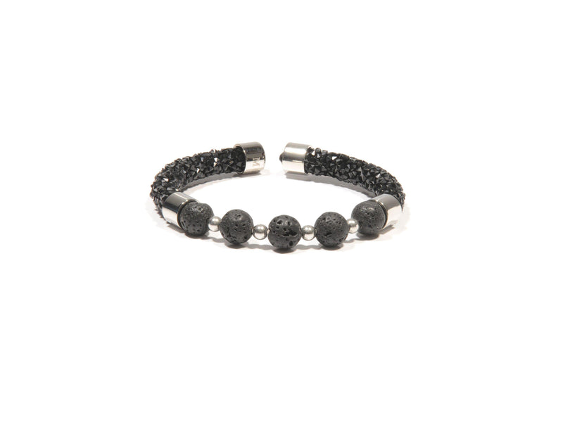 Black and Lava original Rhinestone bracelet - Magma Canario - Volcanic Jewelry Shop