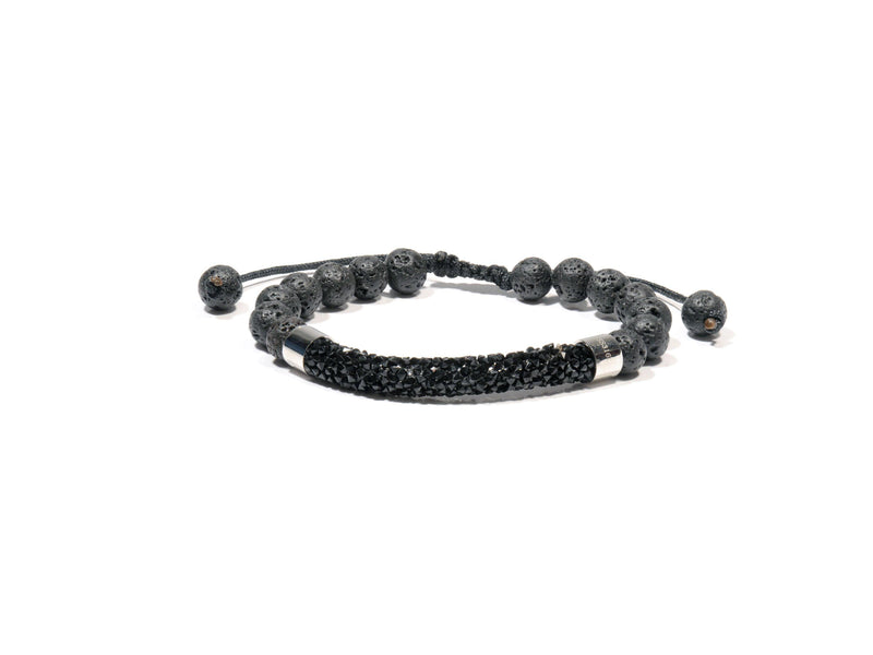 Black original Rhinestone and Lava bracelet - Magma Canario - Volcanic Jewelry Shop