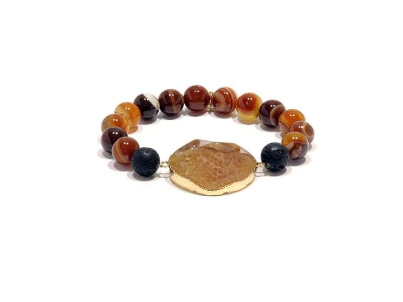 Bracelet of Lava and Lava Agate "Sol" - Magma Canario - Volcanic Jewelry Shop