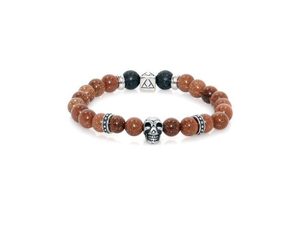 Bracelet with Lava, Goldstone and Bali Beads - Magma Canario - Volcanic Jewelry Shop
