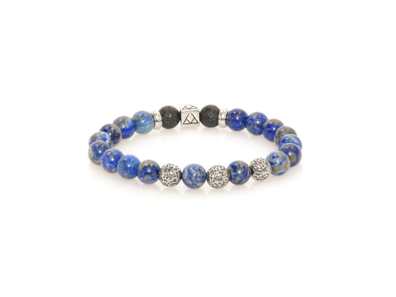 Bracelet with Lava, Lapis Lazuli and Bali Beads - Magma Canario - Volcanic Jewelry Shop
