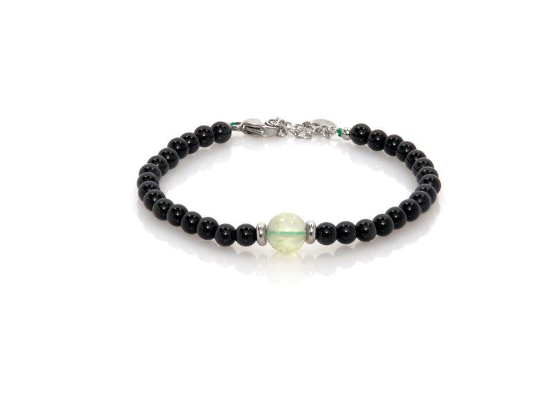 Bracelet with Obsidian and Green Quartz - Magma Canario - Volcanic Jewelry Shop