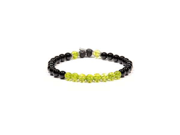 Bracelet with Peridot, Obsidian stone and Lava - Real Olivina - Volcanic Jewelry Shop