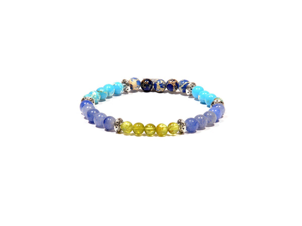 Bracelet with Peridot, Sodalite, Ocean Jasper and Turquoise - Real Olivina - Volcanic Jewelry Shop
