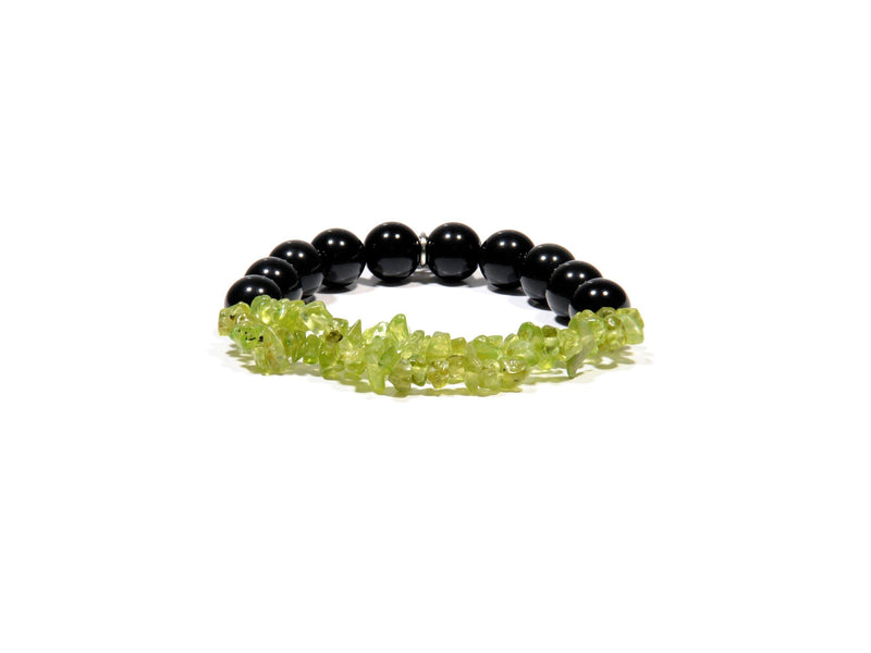 Bracelet with Peridot and Obsidian Stone - Real Olivina - Volcanic Jewelry Shop
