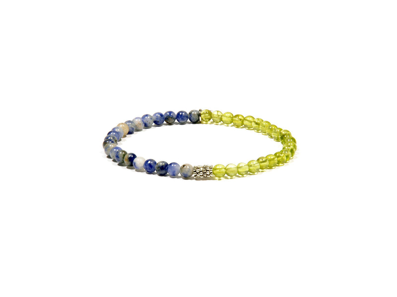 Bracelet with Peridot and natural Sodalite - Real Olivina - Volcanic Jewelry Shop