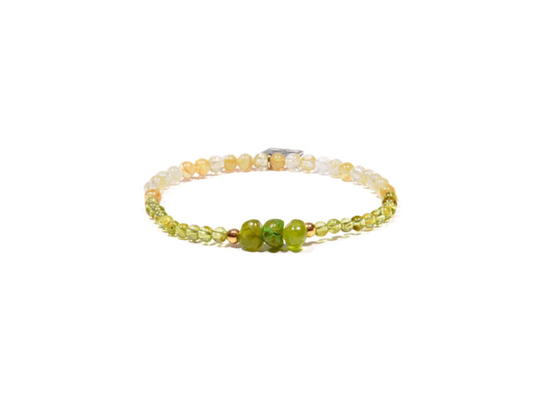 Bracelet with Peridot and pink Quartz - Real Olivina - Volcanic Jewelry Shop