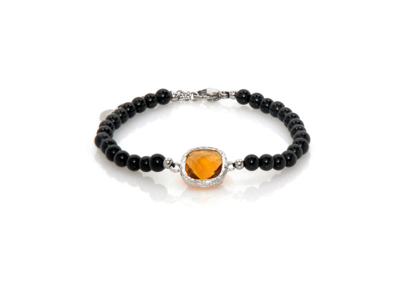Bracelet with Yellow Crystal and Obsidian - Magma Canario - Volcanic Jewelry Shop