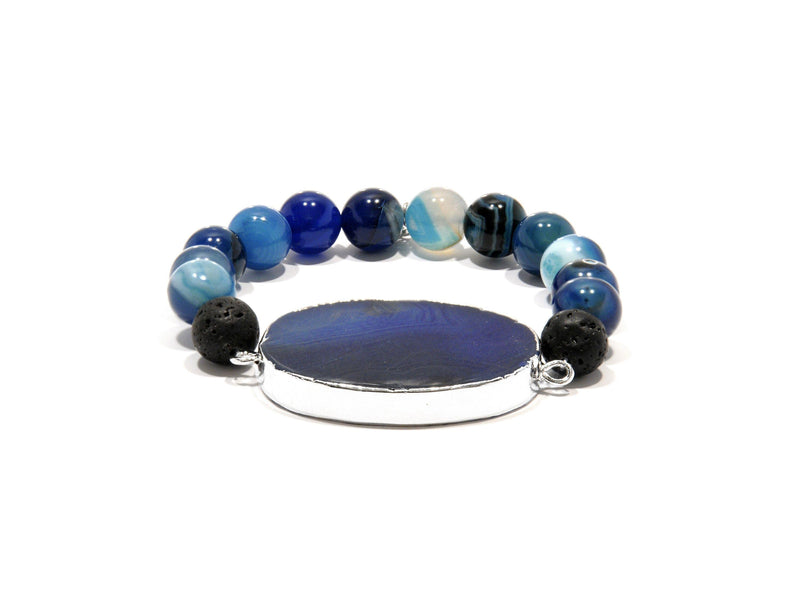 Lava bracelet, imperial blue Agate and Onyx - Magma Canario - Volcanic Jewelry Shop