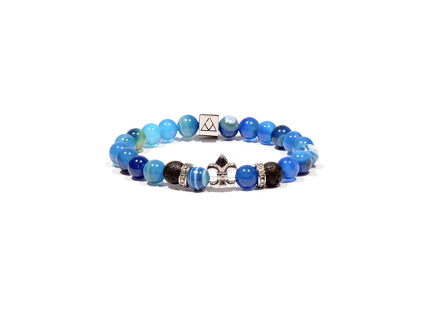 Lava bracelet, natural blue Jasper and Fleur de Lis - Magma Canario - Volcanic Jewelry Shop