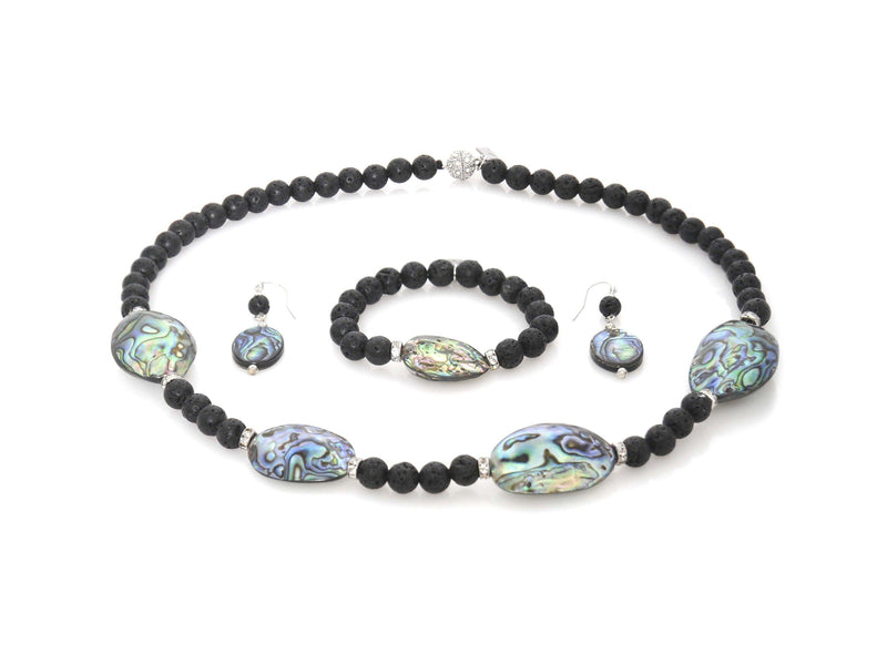 Lava set with Abalone - Magma Canario - Volcanic Jewelry Shop