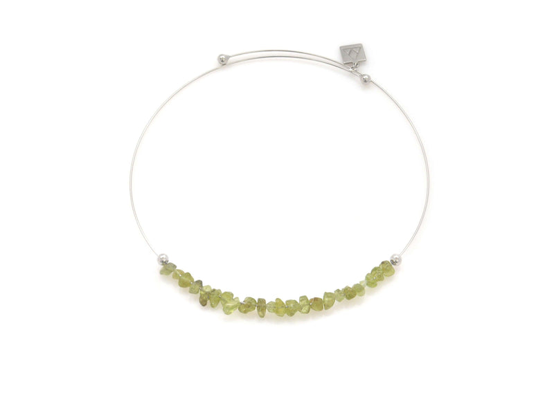 Minimalist necklace Peridot and steel - Real Olivina - Volcanic Jewelry Shop