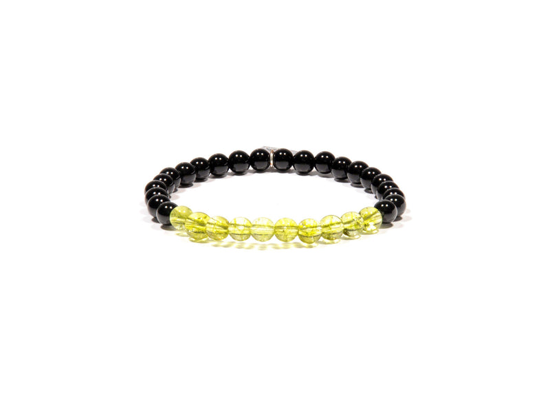 Natural Peridot and Obsidian bracelet - Real Olivina - Volcanic Jewelry Shop