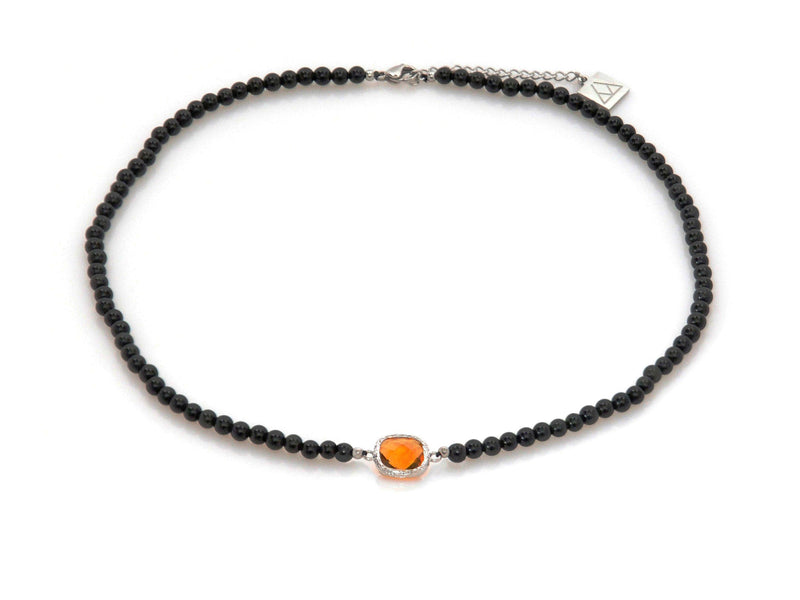 Necklace with Yellow Crystal and Obsidian - Magma Canario - Volcanic Jewelry Shop