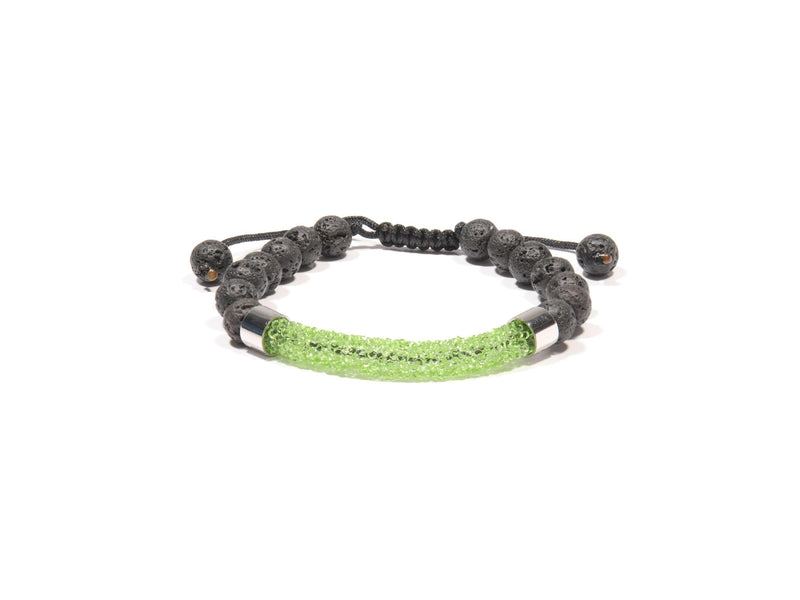Original green Rhinestone bracelet and Lava - Magma Canario - Volcanic Jewelry Shop